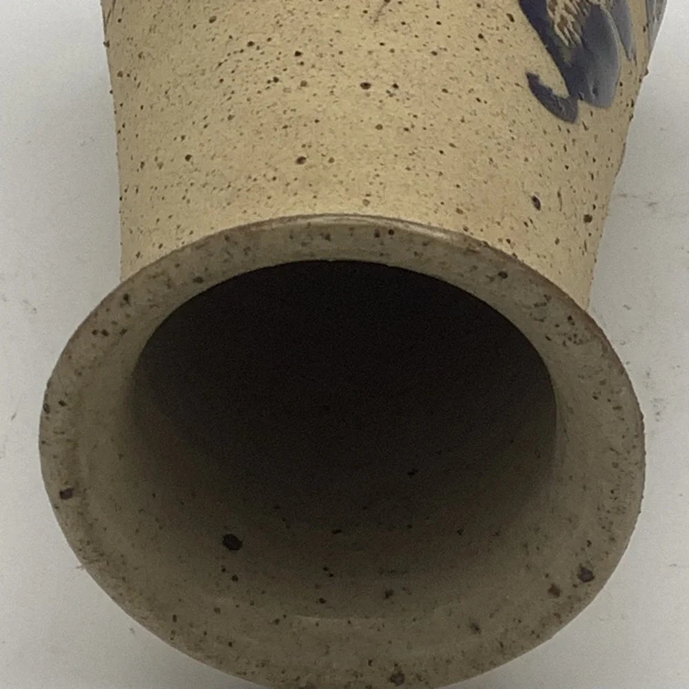 Handcrafted Mexican Tonala Pottery Vase with Floral Design